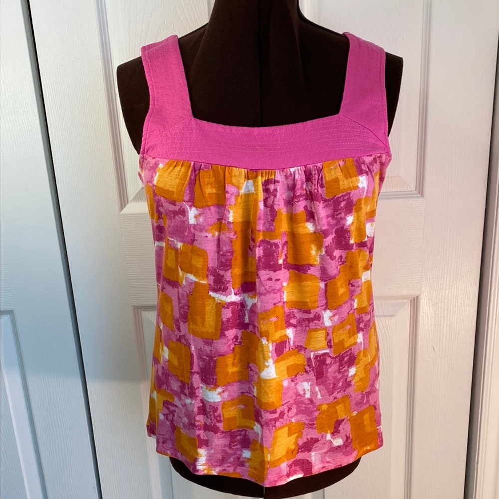 2 for $25 - Liz & Co. Square Neck Sleeveless Top in Pink and Orange, Large,  L